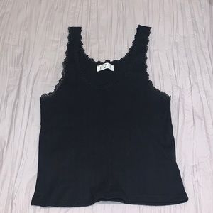 Black lace trim top